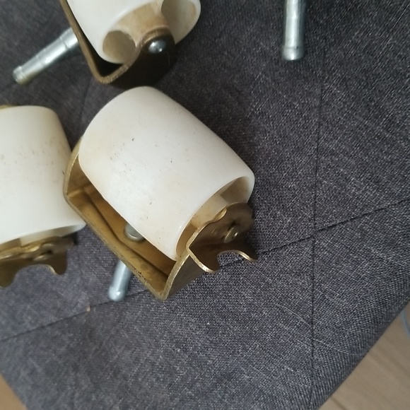 Vintage Brass Plastic Casters Set of 4 - Picture 3 of 3